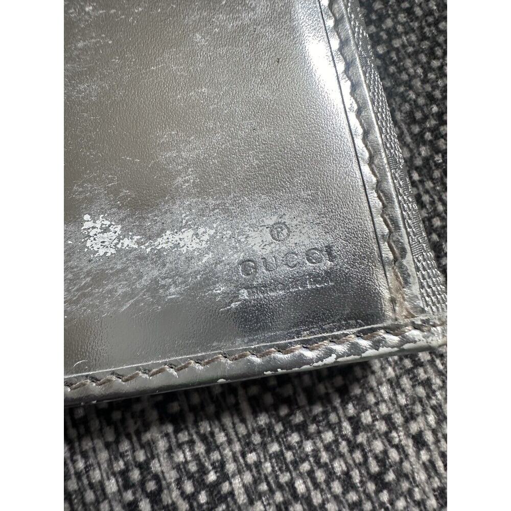 GUCCI Silver Canvas Leather Snap Multi-Compartment Long Wallet - Picture 7 of 10